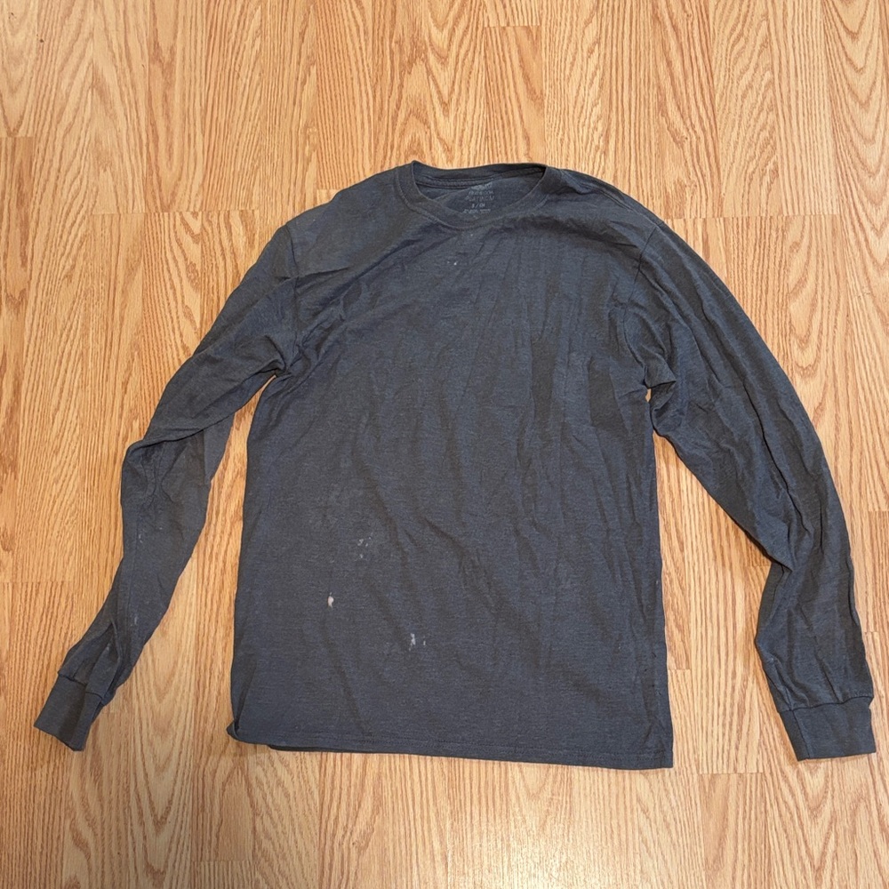 Fruit of the Loom Men's Long Sleeve Crewneck Shirt - Charcoal Gray